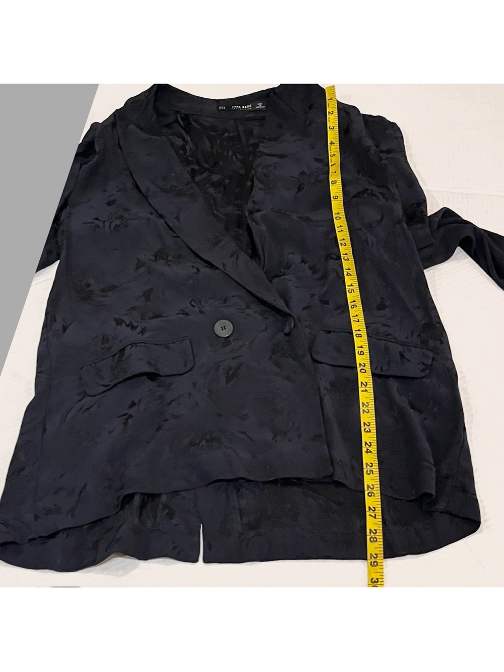 Zara Relaxed Fit Black Satin Floral Blazer - Picture 12 of 12